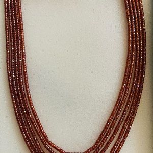 Ruby color glass bead necklace